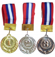 F11742 Медаль 2 место  (d-6 см, лента триколор в комплекте)