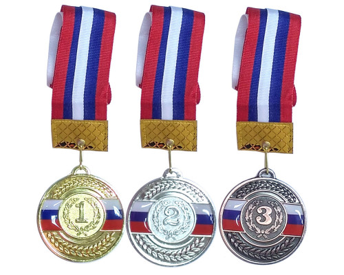 F18521 Медаль 2 место  (d-6,5 см, лента триколор в комплекте)