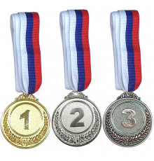 F18524 Медаль 2 место  (d-6,5 см, лента триколор в комплекте)