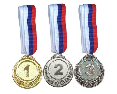 F18525 Медаль 3 место  (d-6,5 см, лента триколор в комплекте)