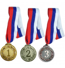 F18527 Медаль 2 место  (d-4,5 см, лента триколор в комплекте)