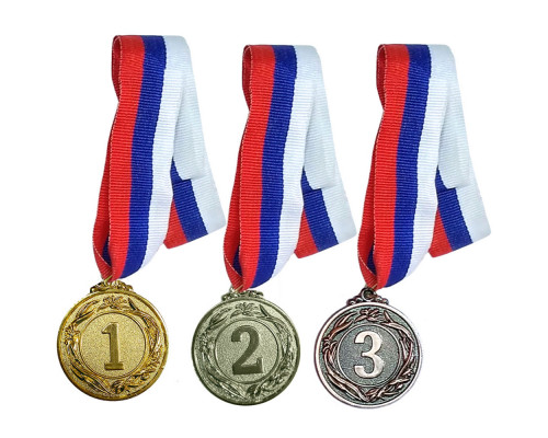 F18527 Медаль 2 место  (d-4,5 см, лента триколор в комплекте)