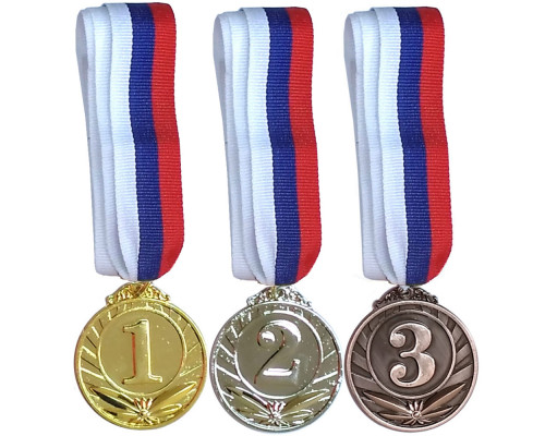 F18529 Медаль 1 место  (d-5 см, лента триколор в комплекте)