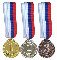 F18530 Медаль 2 место  (d-5 см, лента триколор в комплекте)