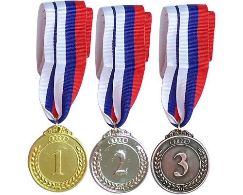 F18538 Медаль 1 место  (d-5 см, лента триколор в комплекте)