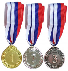 F18539 Медаль 2 место  (d-5 см, лента триколор в комплекте)