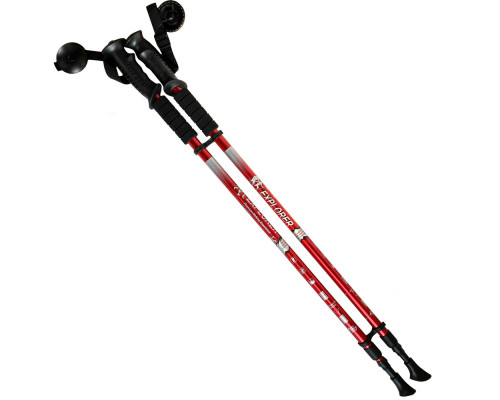 R18140 -PRO Палки для скандинавской ходьбы 2-х секционные с чехлом (красные) до 1,35м Телескопическа