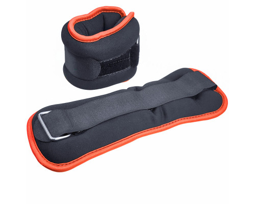 HKAW104-2 Утяжелители "ALT Sport" (2х0,3кг) (нейлон) в сумке (черный с оранжевой окантовкой)