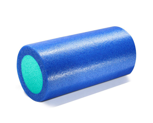 PEF100-31-Y Ролик для йоги полнотелый 2-х цветный (синий/зеленый) 31х15см.