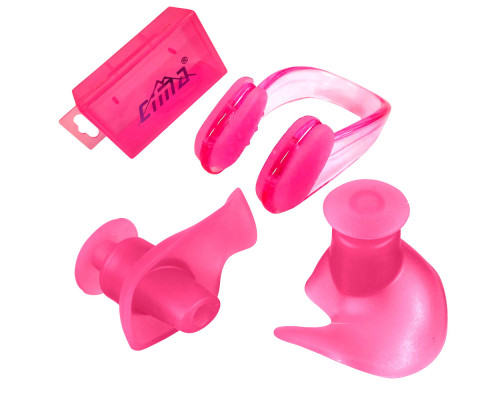 C33425-4 Комплект для плавания беруши и зажим для носа (розовые)