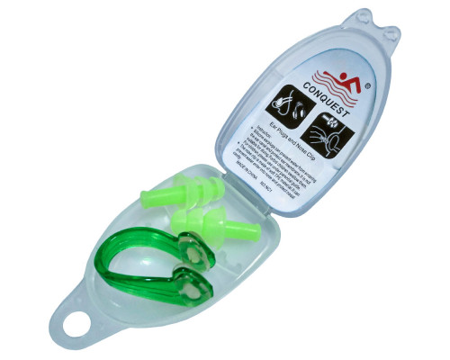 C33553-3 Комплект для плавания беруши и зажим для носа (зеленые)