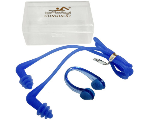 C33555-1 Комплект для плавания беруши и зажим для носа (синие)