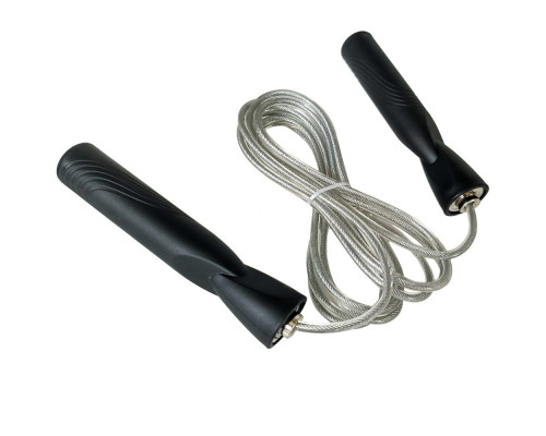 C33278 Скакалка Трос с подшипником 2,8 м. пластиковые ручки (черная)