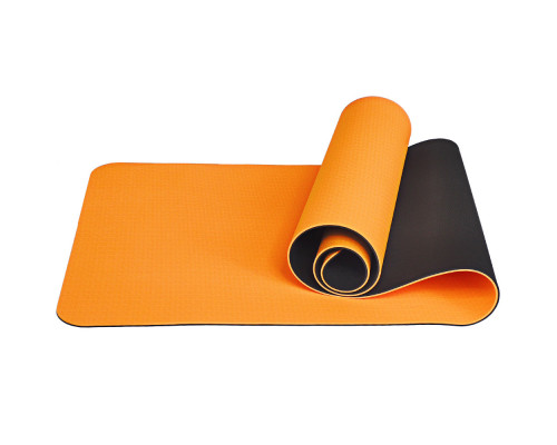 E33581 Коврик для йоги ТПЕ 183х61х0,6 см (оранжево/черный)