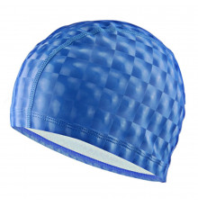 B31517 Шапочка для плавания ПУ одноцветная 3D (Синяя)