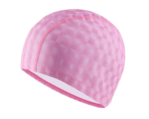 B31517 Шапочка для плавания ПУ одноцветная 3D (Розовая)