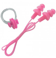 B31576 Набор для плавания беруши на шнурке и зажим для носа (розовый)