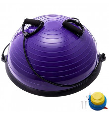 BOSU055-19 Полусфера BOSU гимнастическая, 58см., (фиоле) в комплекте с эспандером и насосом (B31660)