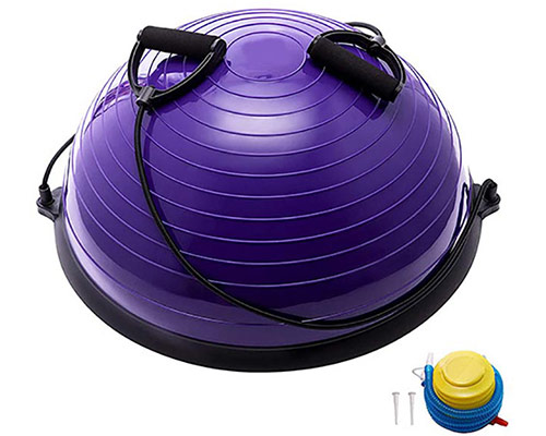 BOSU055-19 Полусфера BOSU гимнастическая, 58см., (фиоле) в комплекте с эспандером и насосом (B31660)