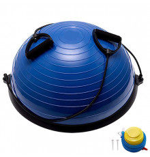 BOSU055-21 Полусфера BOSU гимнастическая, 58см., (синий) в комплекте с эспандером и насосом (B31662)