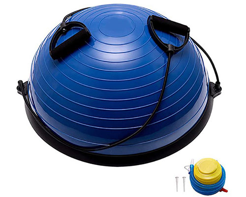 BOSU055-21 Полусфера BOSU гимнастическая, 58см., (синий) в комплекте с эспандером и насосом (B31662)