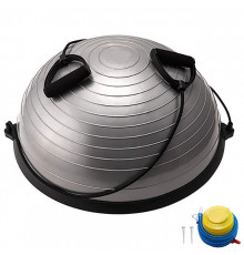 BOSU055-22 Полусфера BOSU гимнастическая, 58см., (серый) в комплекте с эспандером и насосом (B31663)