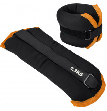 HKAW101-C Утяжелители "ALT Sport" (2х0,3кг) (нейлон) в сумке (черный с оранжевой окантовкой)