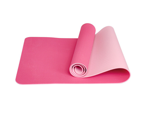 E33585 Коврик для йоги ТПЕ 183х61х0,6 см (розовый/светло розовый)