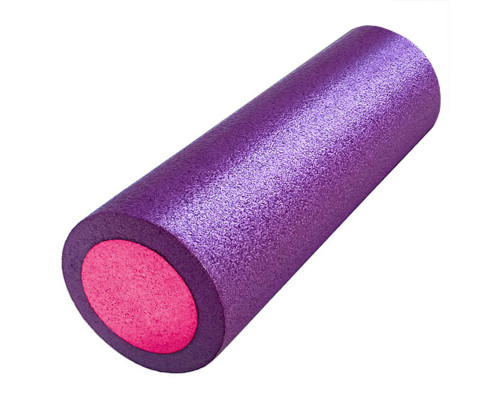 PEF45-4 Ролик для йоги полнотелый 2-х цветный (фиолетовый/розовый) 45х15см. (B34492)
