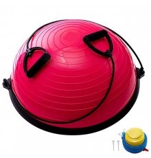 BOSU055-20 Полусфера BOSU гимнастическая, 58см., (розов) в комплекте с эспандером и насосом (B31661)