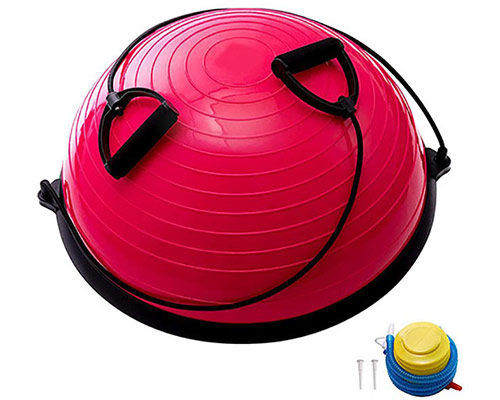 BOSU055-20 Полусфера BOSU гимнастическая, 58см., (розов) в комплекте с эспандером и насосом (B31661)