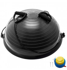 BOSU055-24 Полусфера BOSU гимнастическая, 58см., (черная) в ком-те с эспандером и насосом (B35085)