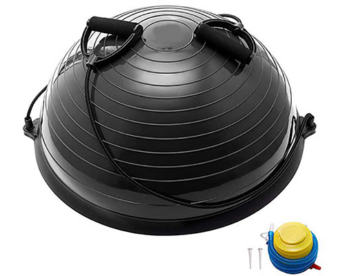 BOSU055-24 Полусфера BOSU гимнастическая, 58см., (черная) в ком-те с эспандером и насосом (B35085)