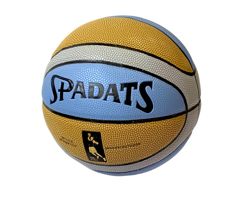 E33494-2 Мяч баскетбольный ПУ, №7 (коричневый/голубой/серый)