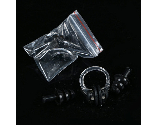 E36868-6 Набор для плавания в zip-lock, беруши и зажим для носа (черный)
