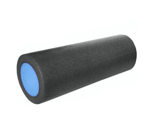 PEF100-45-Z Ролик для йоги полнотелый 2-х цветный (черный/синий) 45х15см.