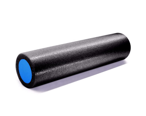 PEF100-61-Z Ролик для йоги полнотелый 2-х цветный (черный/синий) 61х15см.