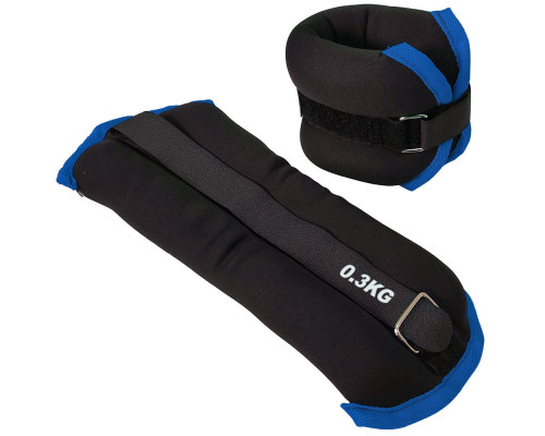 HKAW101-A Утяжелители "ALT Sport" (2х0,3кг) (нейлон) в сумке (черный с синий окантовкой)