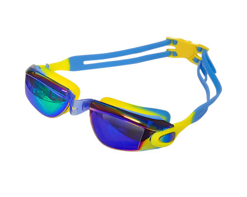 B31549-A Очки для плавания взрослые с зеркальными стёклами (желто/голубые)