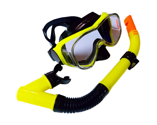 E39247-2 Набор для плавания взрослый маска+трубка (ПВХ) (желтый)