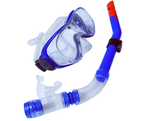 E39248-1 Набор для плавания взрослый маска+трубка (ПВХ) (синий)