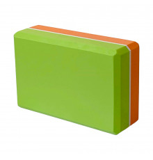 E29313-6 Йога блок полумягкий 2-х цветный (оранжево-зеленый) 223х150х76мм., из вспененного ЭВА