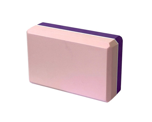 E29313-7 Йога блок полумягкий 2-х цветный (фиолетово-розовый) 223х150х76мм., из вспененного ЭВА