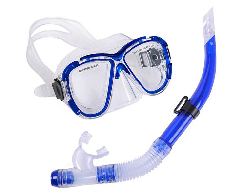 E39228 Набор для плавания взрослый маска+трубка (ПВХ) (синий)