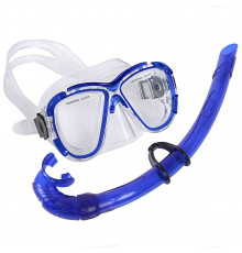 E39230 Набор для плавания взрослый маска+трубка (ПВХ) (синий)