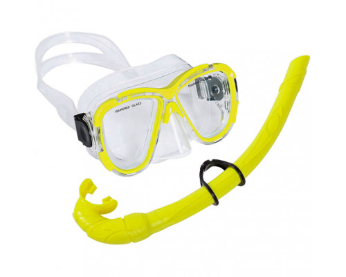 E39231 Набор для плавания взрослый маска+трубка (ПВХ) (желтый)