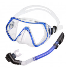 E39234 Набор для плавания взрослый маска+трубка (Силикон) (синий)