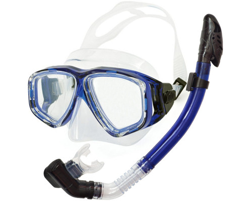 E39237 Набор для плавания юниорский маска+трубка (Силикон) (синий)