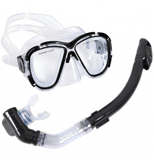 E39238 Набор для плавания взрослый маска+трубка (Силикон) (черный)