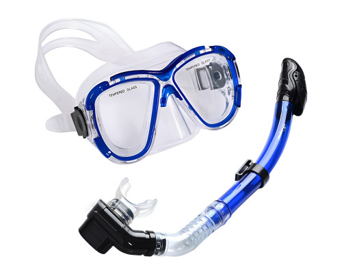 E39239 Набор для плавания взрослый маска+трубка (Силикон) (синий)